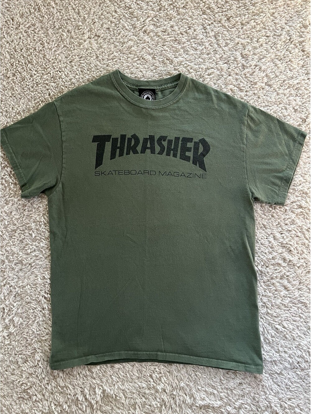 Thrasher Magazine Live to Skate T-Shirt Skate or Die, Size Medium Green
